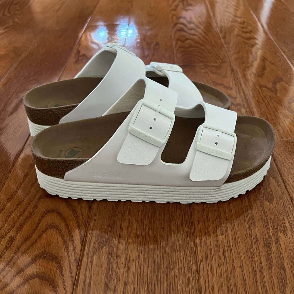 Papillio by Birkenstock white platform sandals